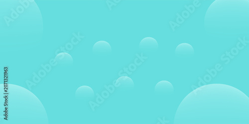Soft teal bokeh background with gradient geometric spheres.