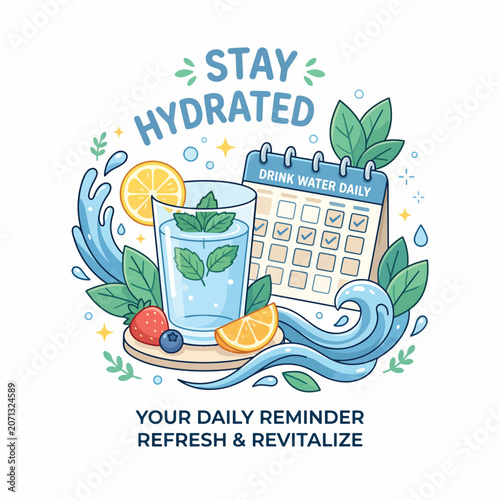 фотографія Stay Hydrated Daily Water Reminder Concept.