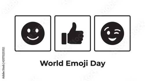 World Emoji Day Square Avatars Vector Set Featuring Smiling and Winking Faces