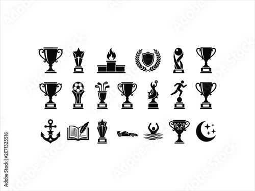 Set of various trophy and award icons