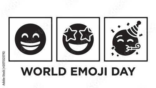 Star Eyes Emoji Vector Icon Collection with Party Popper Celebratory Faces