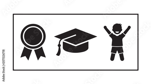 Graduation Silhouette Vector of Student Celebrating with Cap and Diploma