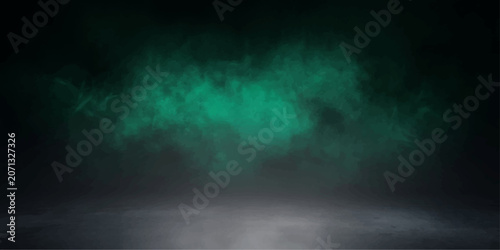Obraz na plátně Ethereal wisps of turquoise smoke drift across a dark, moody background, creating an atmospheric and mysterious ambiance