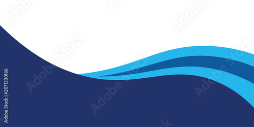 Abstract blue flowing wave layers isolated on white background.