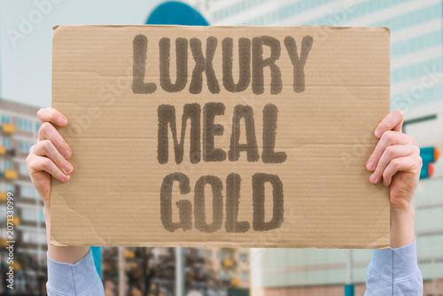 Slika na platnu "Luxury meal gold" Extravagant food consumption exists