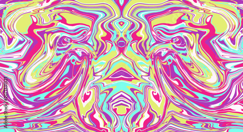 Psychedelic Symmetrical Swirl Marble Abstract Background. Illustration Vector