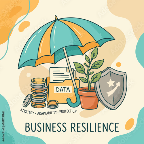 Business Resilience Concept with Umbrella.