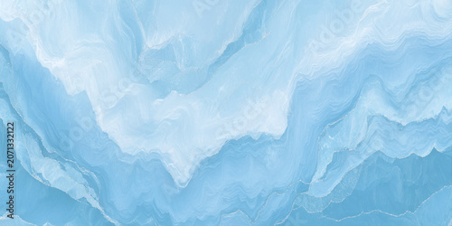 Obraz na płótnie Light blue marble texture background with white swirls and waves, Abstract stone