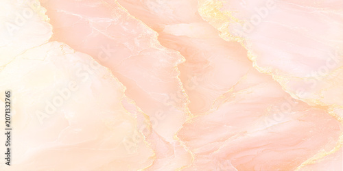 Tableau sur toile Soft peach marble texture with gold veins abstract background for design luxury