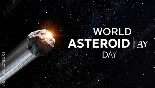 World Asteroid Day Space Poster with Fast‑Moving Asteroid