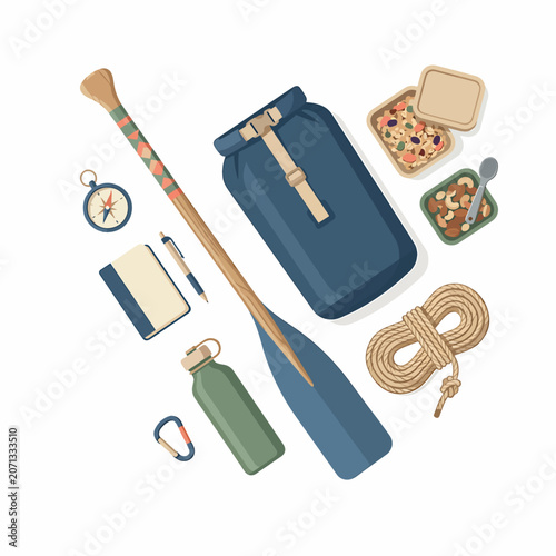 Camping gear and outdoor equipment layout 2.
