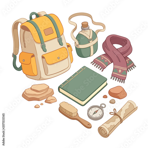 Camping gear and outdoor adventure tools.