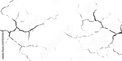 Quadro su tela Cracked surface texture with black lines on white grunge background for graphic