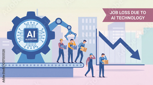 An ai algorithm ousts workers. Job loss due to AI technology