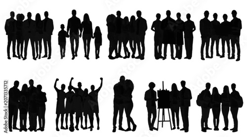 Diverse group of people walking together in a line
