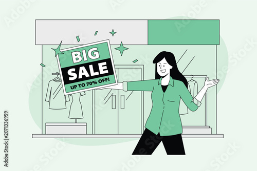 Discount Sale Sign Woman Store