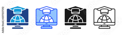 Global Course icon set multiple style collection