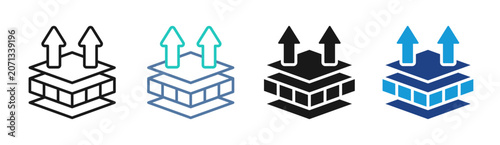 Floor Insulation icon set multiple style collection