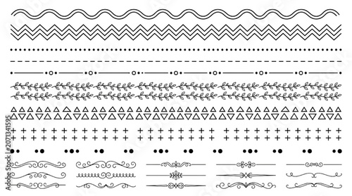 Set of Decorative Borders and Divider Lines for Graphic Design and Elegant Page Decoration