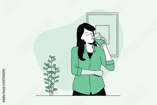 Daily Hydration Girl Illustration