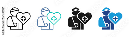 Health Support icon set multiple style collection
