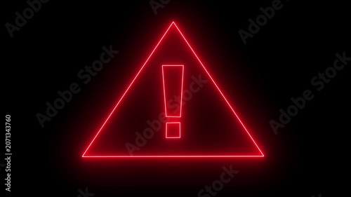 Red triangle warning sign with exclamation mark isolated on a black background.