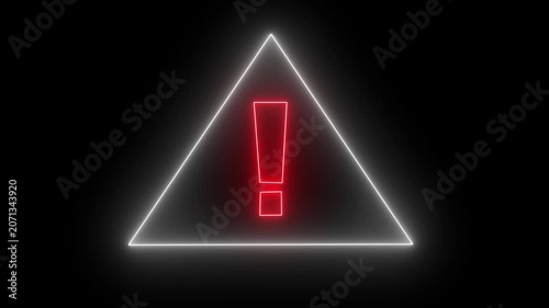 White triangle and red warning sign with exclamation mark isolated on a black background.