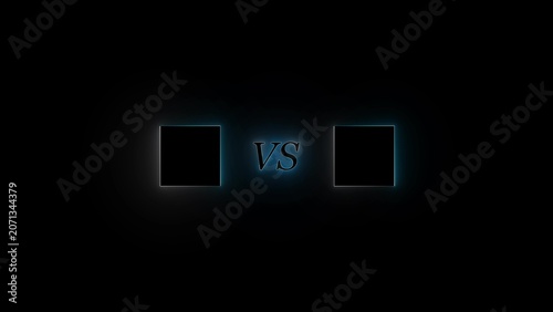 Bild auf Leinwand Versus text with illuminated squares against dark background.