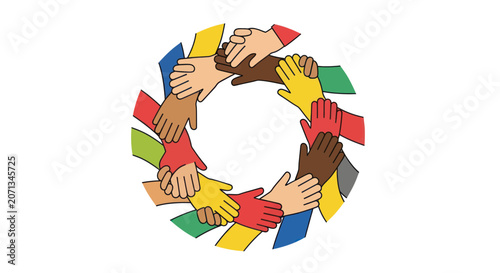 Vászonkép Diverse hands holding each other in a circle representing global unity