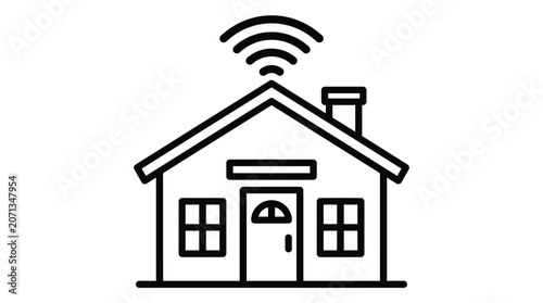 Foto Illustration of smart home technology with wireless internet connection