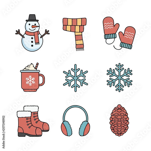 Winter accessories and holiday items.