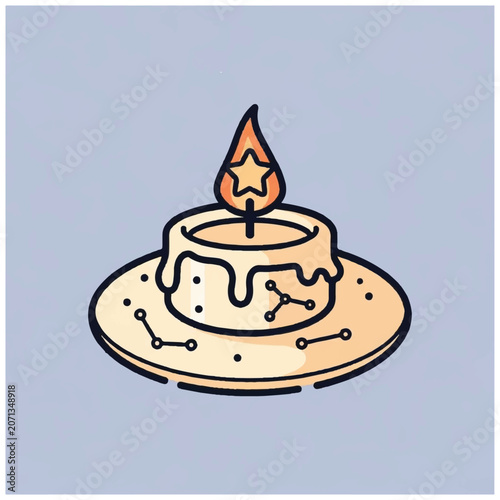Whimsical Star Flame Candle on a Constellation Plate.