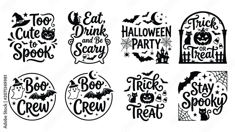 Obraz premium Halloween Quote Bundle with Vintage Spooky Typography Design Collection