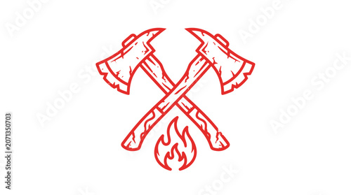 Εκτύπωση καμβά Crossed Axes with Flame Emblem.