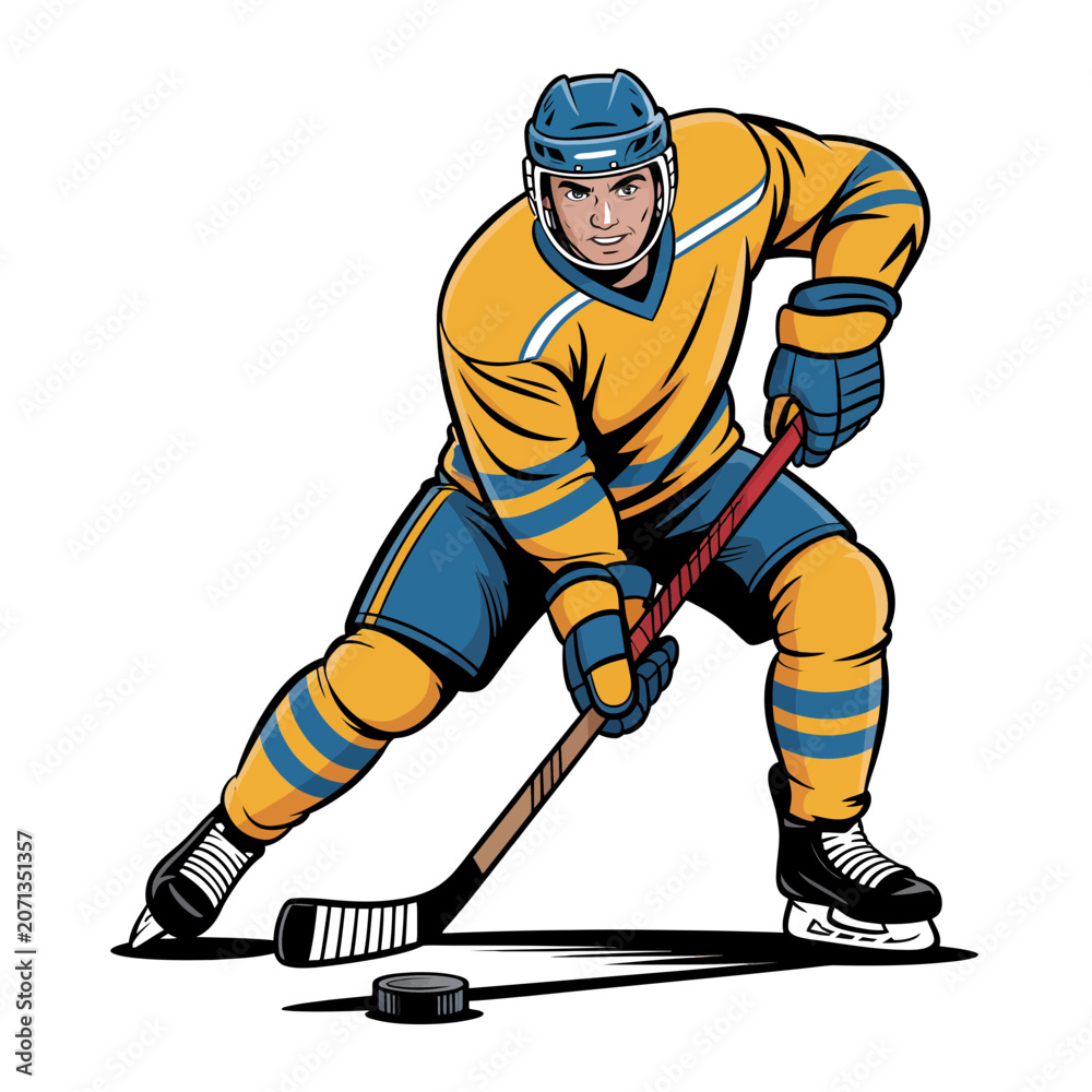 Fototapeta premium Hockey player skater action sport illustration with athletic