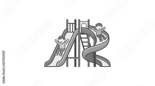 Εκτύπωση καμβά Children playing on a slide.