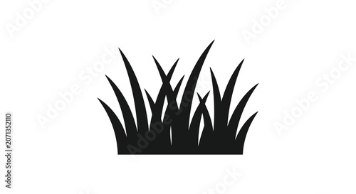 Konstfotografi Black silhouette of grass blades against a white background