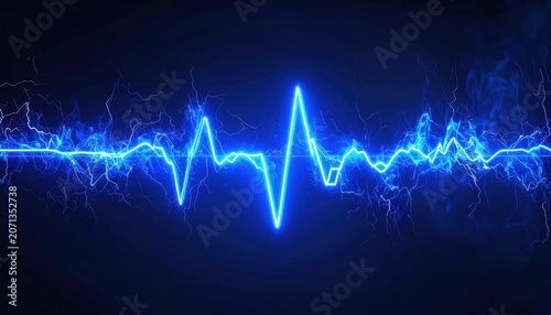 Vibrant blue energy wave pulsating against a dark background.