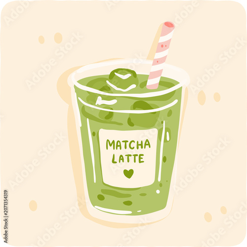 Cute Iced Matcha Latte Patchwork