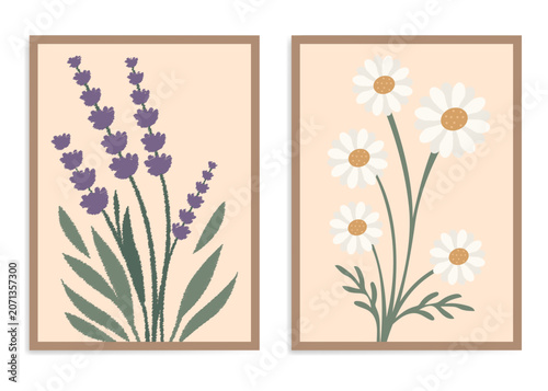 Botanical Harmony Lavender & Daisy Floral Wall Art