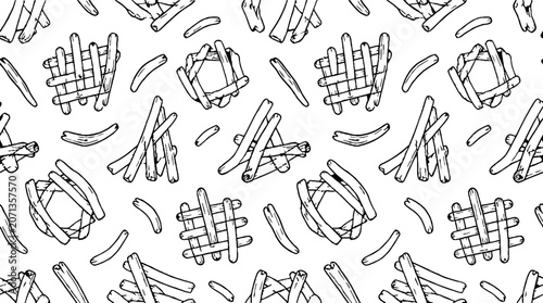Black and white abstract geometric line art pattern.