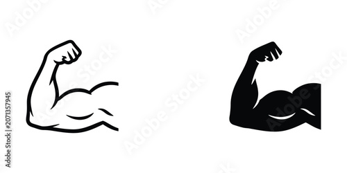 Bicep Flex Muscle Arm Icons Set for Fitness and Strength Branding