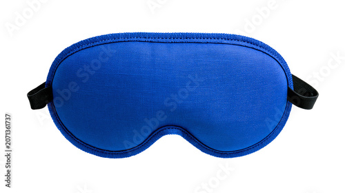 Obraz na plátně Blue contoured fabric sleep mask with black elastic strap, isolated on transpare
