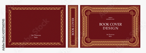 Foto Elegant horizontal vintage book cover design with ornate Art Nouveau frame, deco