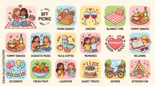 Friends enjoy a picnic together outdoors