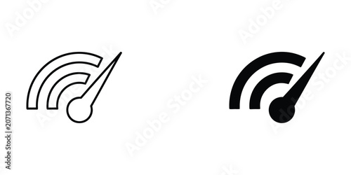 High Speed Internet Connection and Network Performance Speedometer Icons