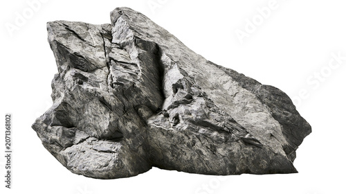 Konstfotografi Jagged grey stone with rough texture, isolated on transparent background