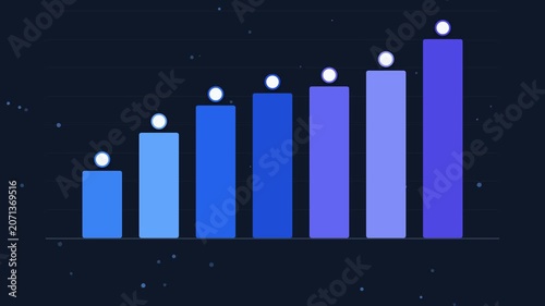Data Analytics Animation Showing a Dynamic Bar Chart Illustrating Business Growth and Decline over Time in a Digital Environment