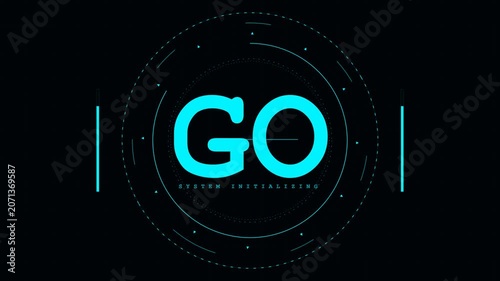 Countdown Digital Animation with Futuristic System Initializing and Blue Hud Elements to Go