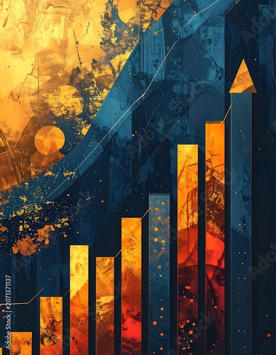 Vibrant abstract graph with orange bars.